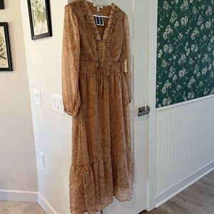 Harlow & Rose Tan Paisley Maxi Dress
